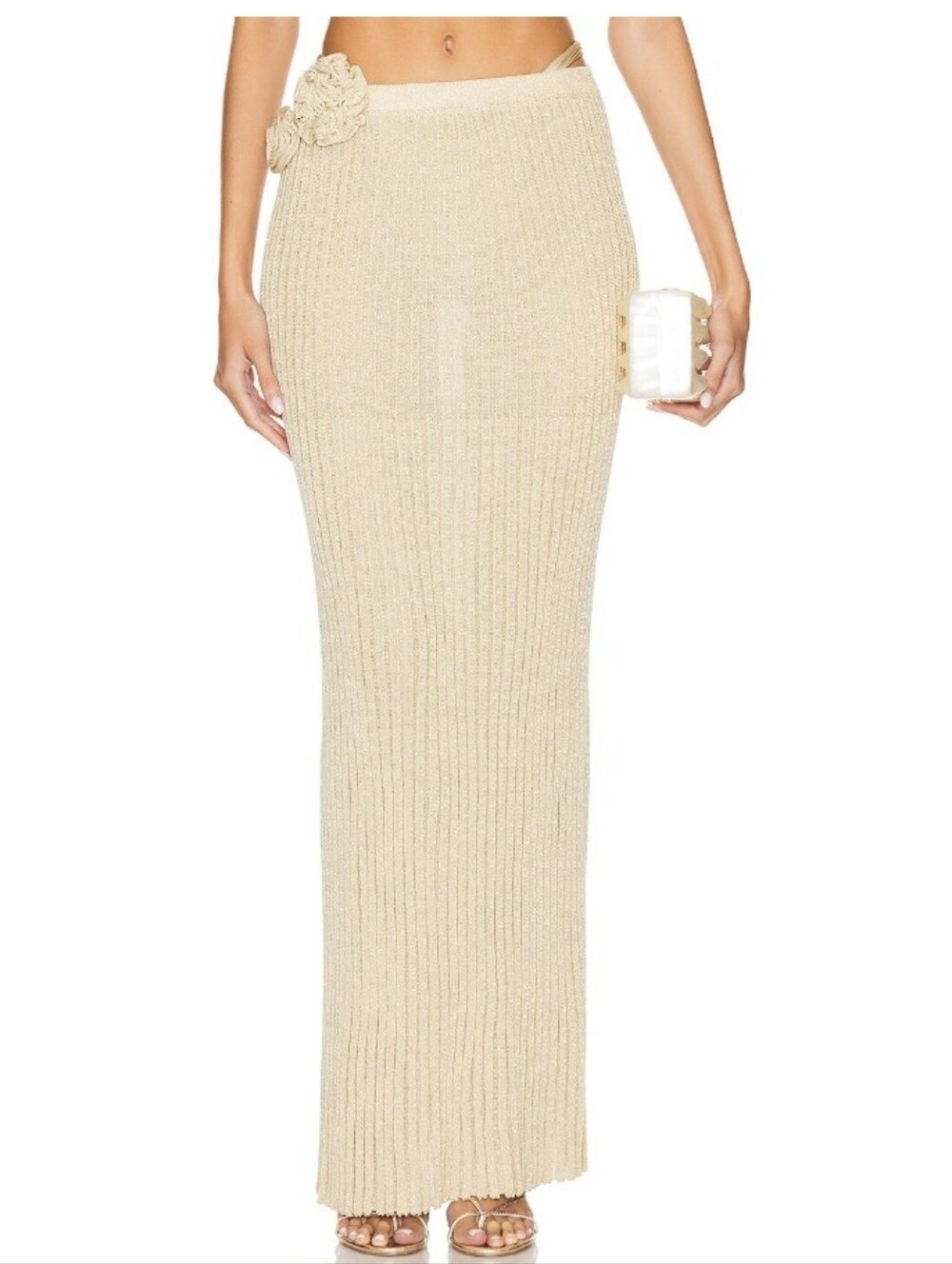 Lovers and Friends Josephine Maxi Skirt Size Small BEIGE/Gold NWT